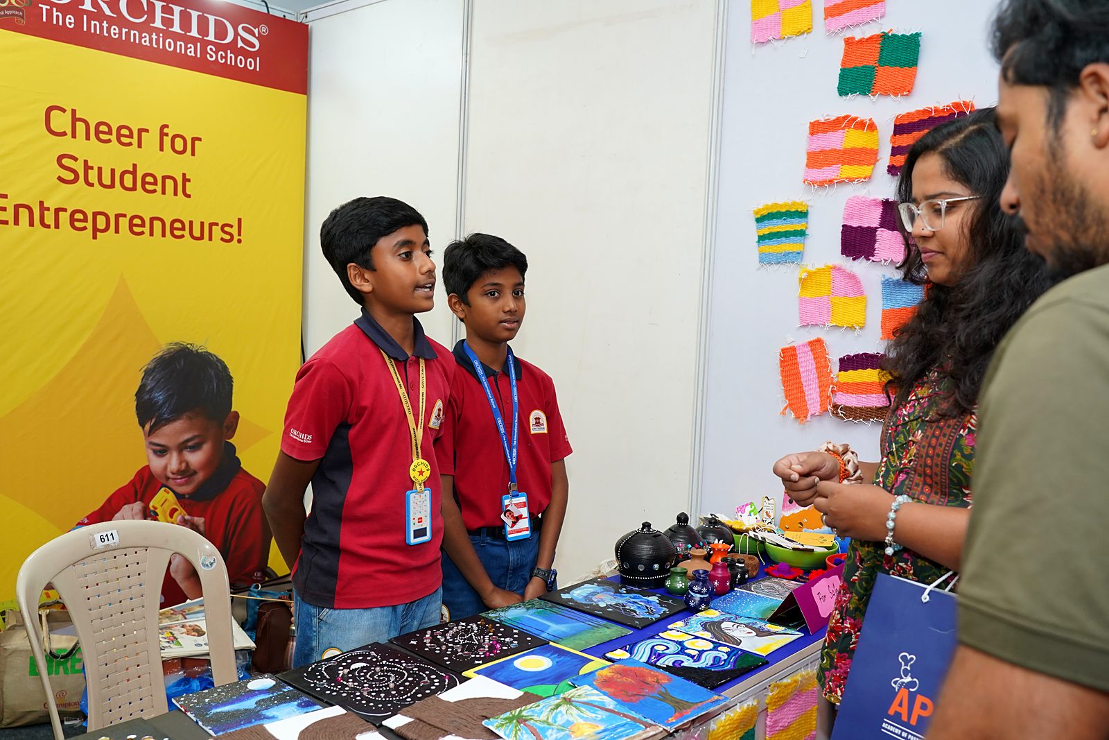 Children at a colourful kids baking stall