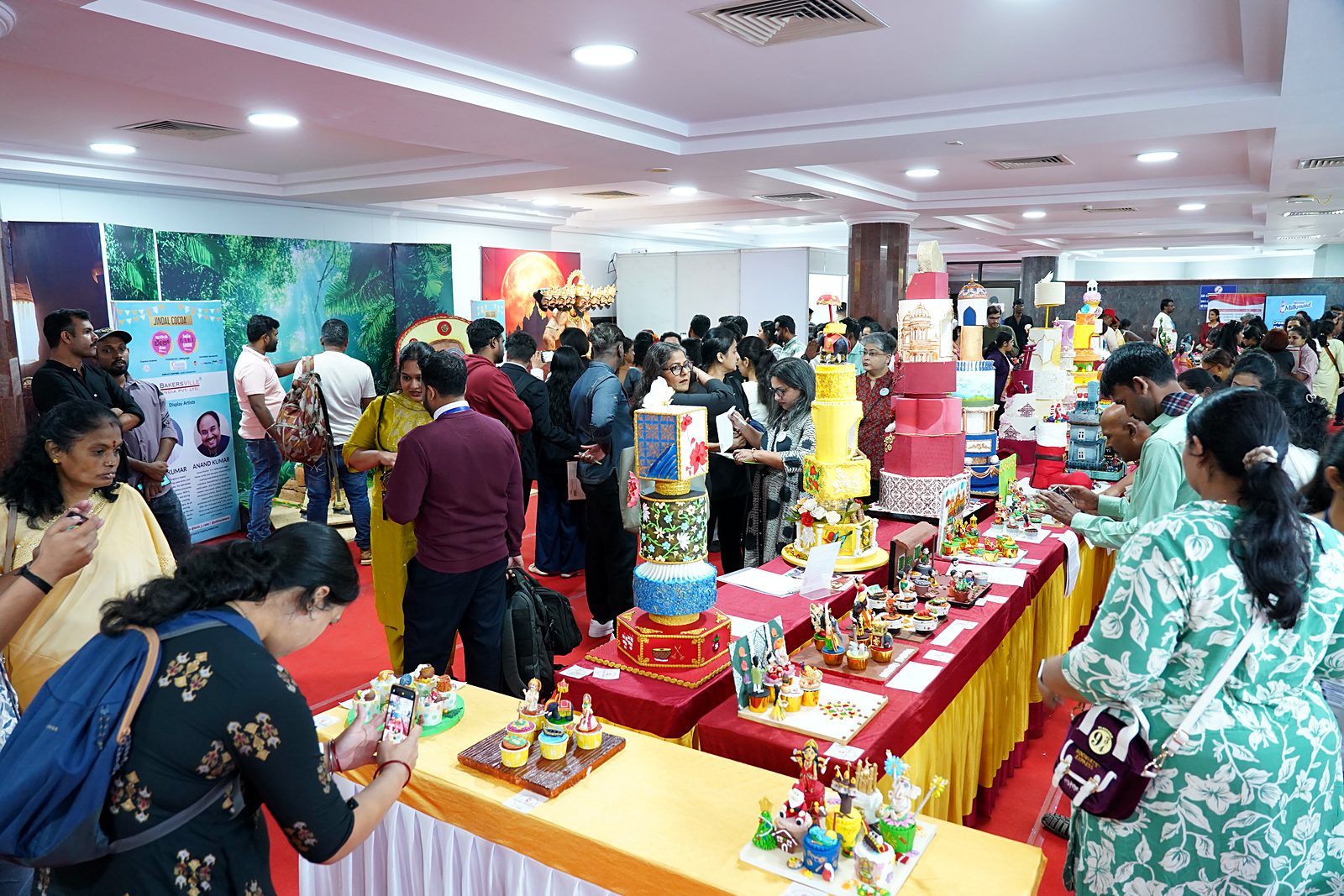 Life-size carnival cake displays in the show hall